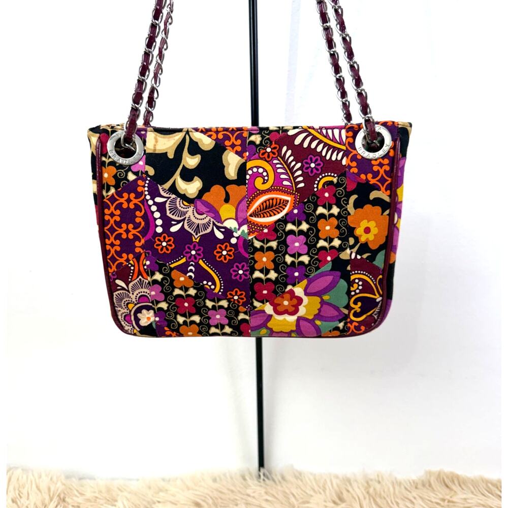 Vera Bradley Quilted Patchwork Floral Chain Shoulder Bag Cotton Tote Excellent - Picture 2 of 8